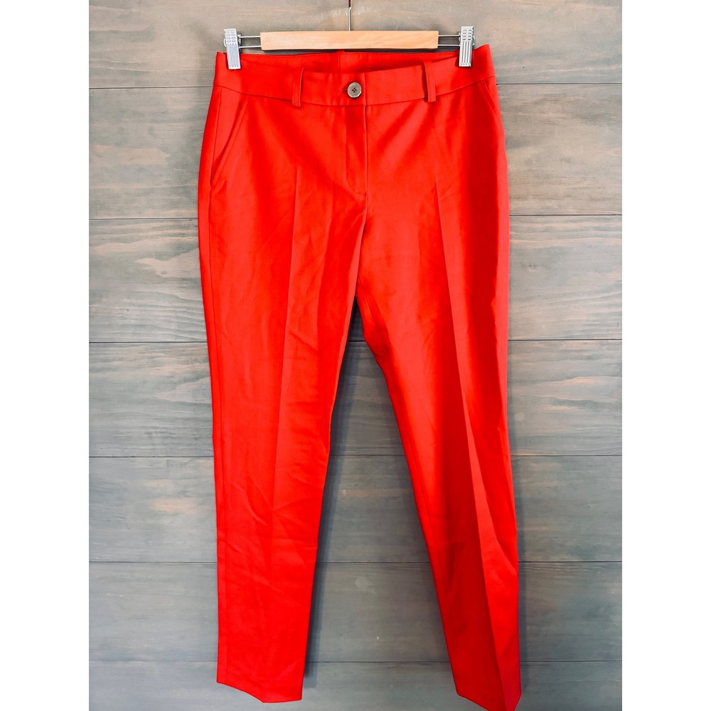 Marcell Von Berlin RED Slim Tailored Virgin Wool Statement Trousers US 2 EU 34